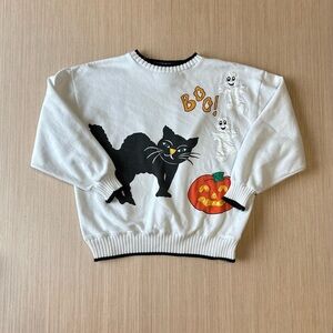 Vintage 80's Halloween Boo! Cat Crewneck Sweatshirt